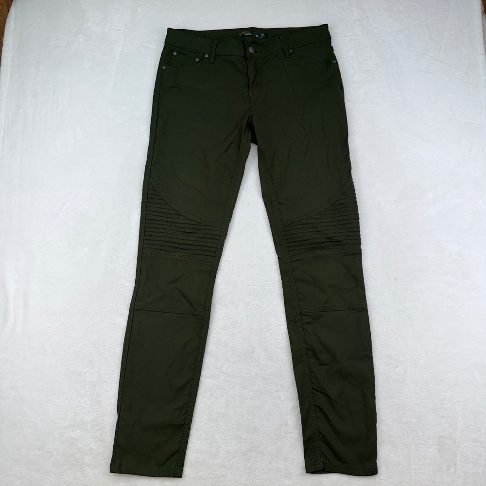 Prana Women Olive Green Moto Style Twill Pants Size 10 32x30
